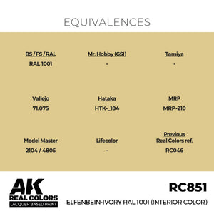 AK Interactive RC851 Elfenbein-Ivory RAL 1001 (Interior Color) 17 ml – immagine 3