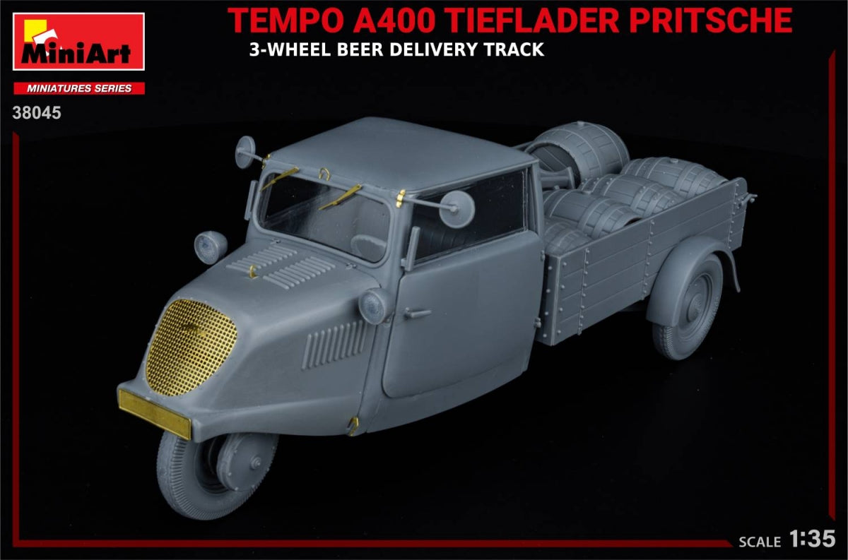 MiniArt 38045 TEMPO A400 TIEFLADER PRITSCHE 3-WHEEL BEER DELIVERY TRUCK 1/35 – Bild 15