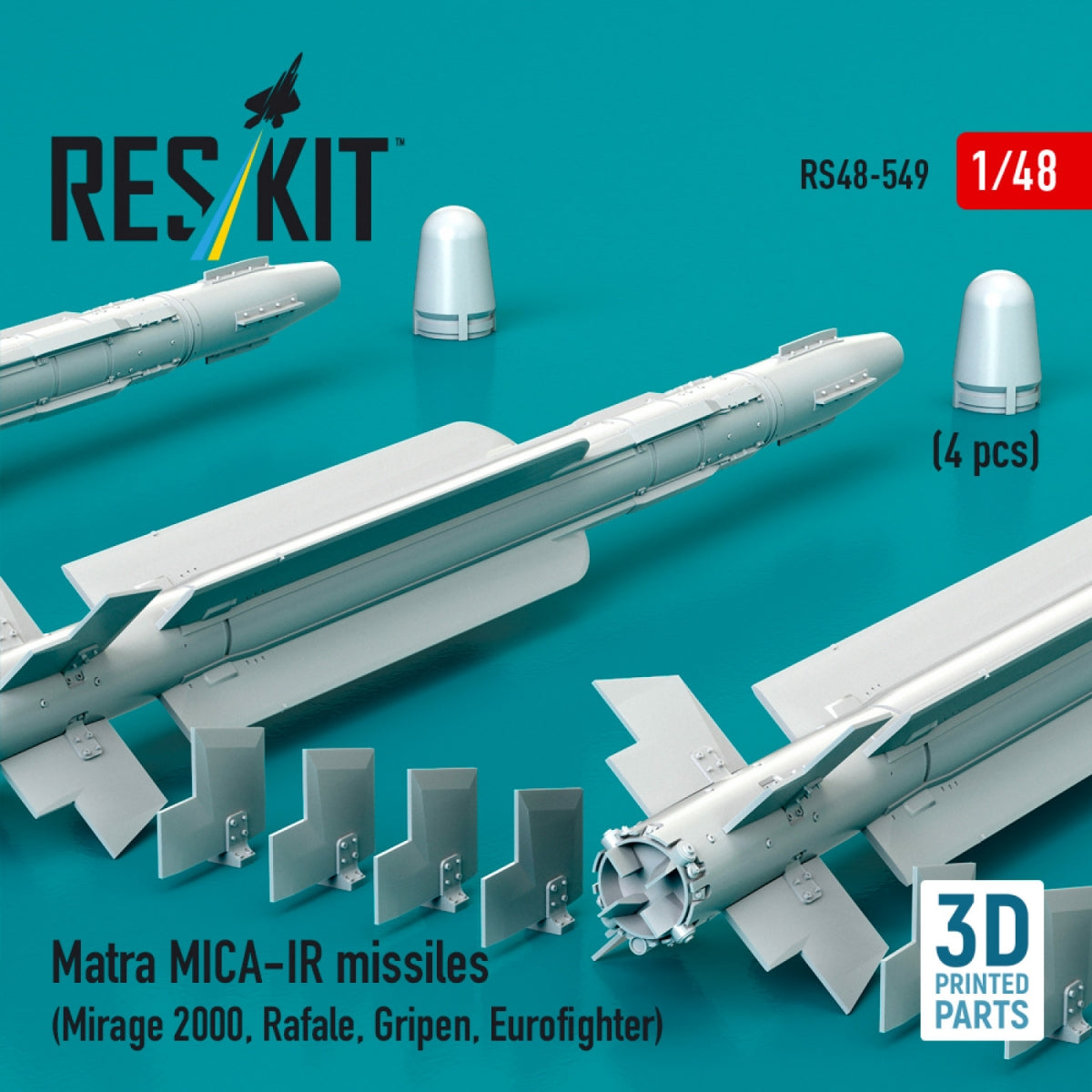 RESKIT RS48-0549 Matra MICA-IR missiles (4 pcs) (3D Printed) 1/48