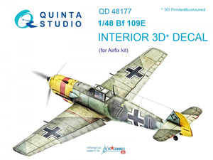 Intérieur imprimé en 3D et coloré sur papier décalcomanie Quinta Studio QD48177 Bf 109E (pour maquette Airfix) au 1/48