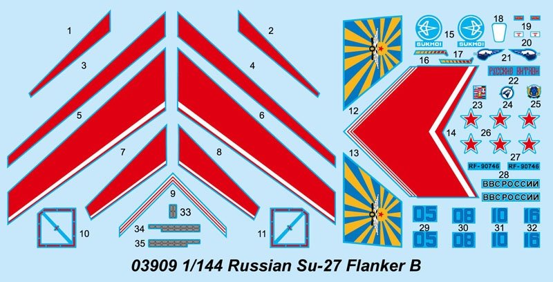 Trumpeter 03909 Russian Su-27 Flanker B 1/144 – imagen 3