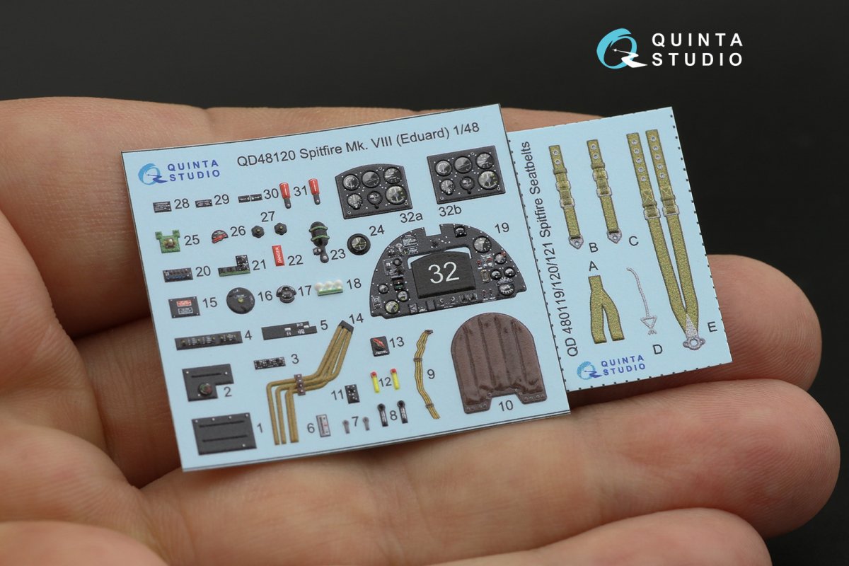 Quinta Studio QD48120 Spitfire Mk.VIII 3D-Printed &amp;amp; coloured Interior on decal paper (Eduard) 1/48 – Bild 2