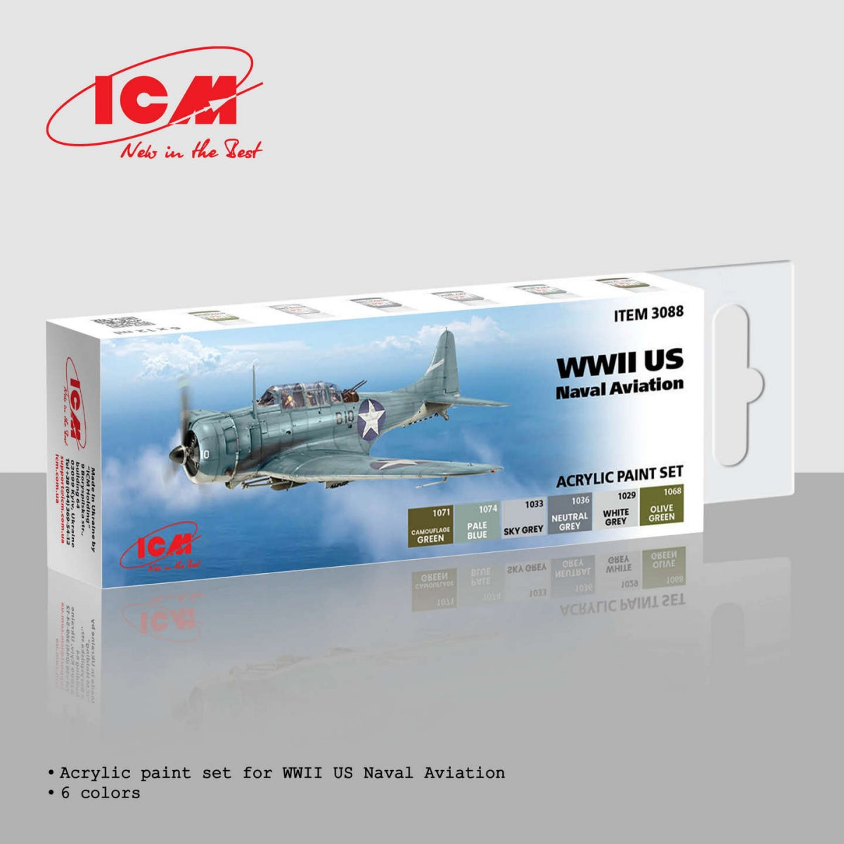 ICM 3088 Acrylic paint set for WWII US Naval Aviation 12ml x6