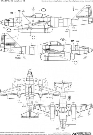 HobbyDecal ST48007V1 Me-262 Stencils ver 1 1/48 – immagine 2