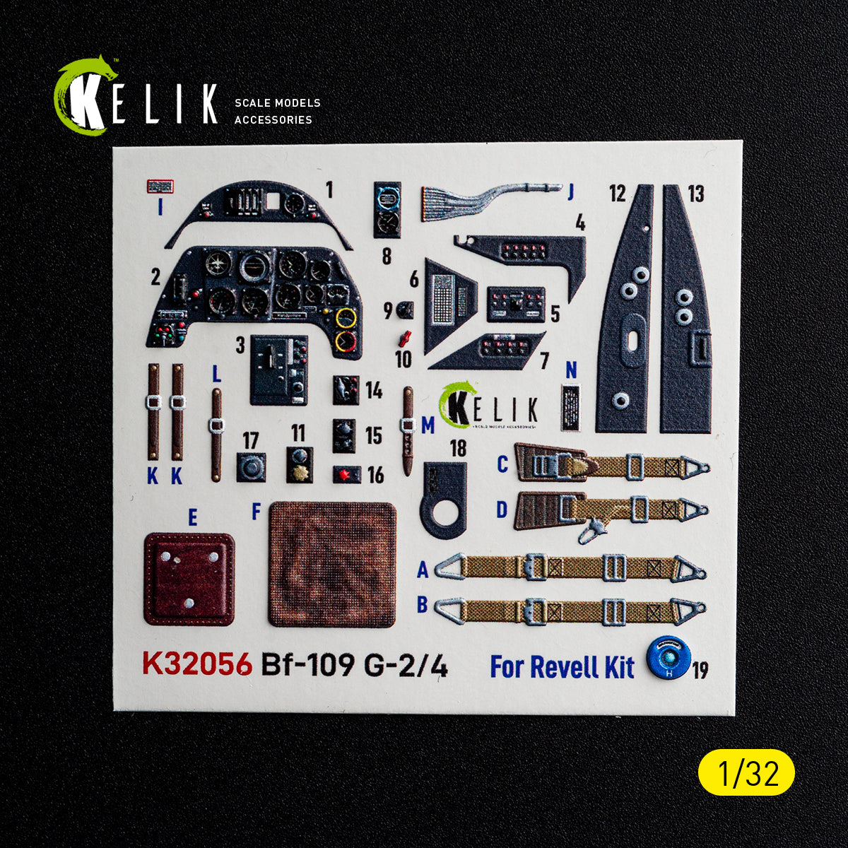 KELIK K 32056 Bf-109 G2/4 - interior 3D decals for Revell kit 1/32 – imagen 2