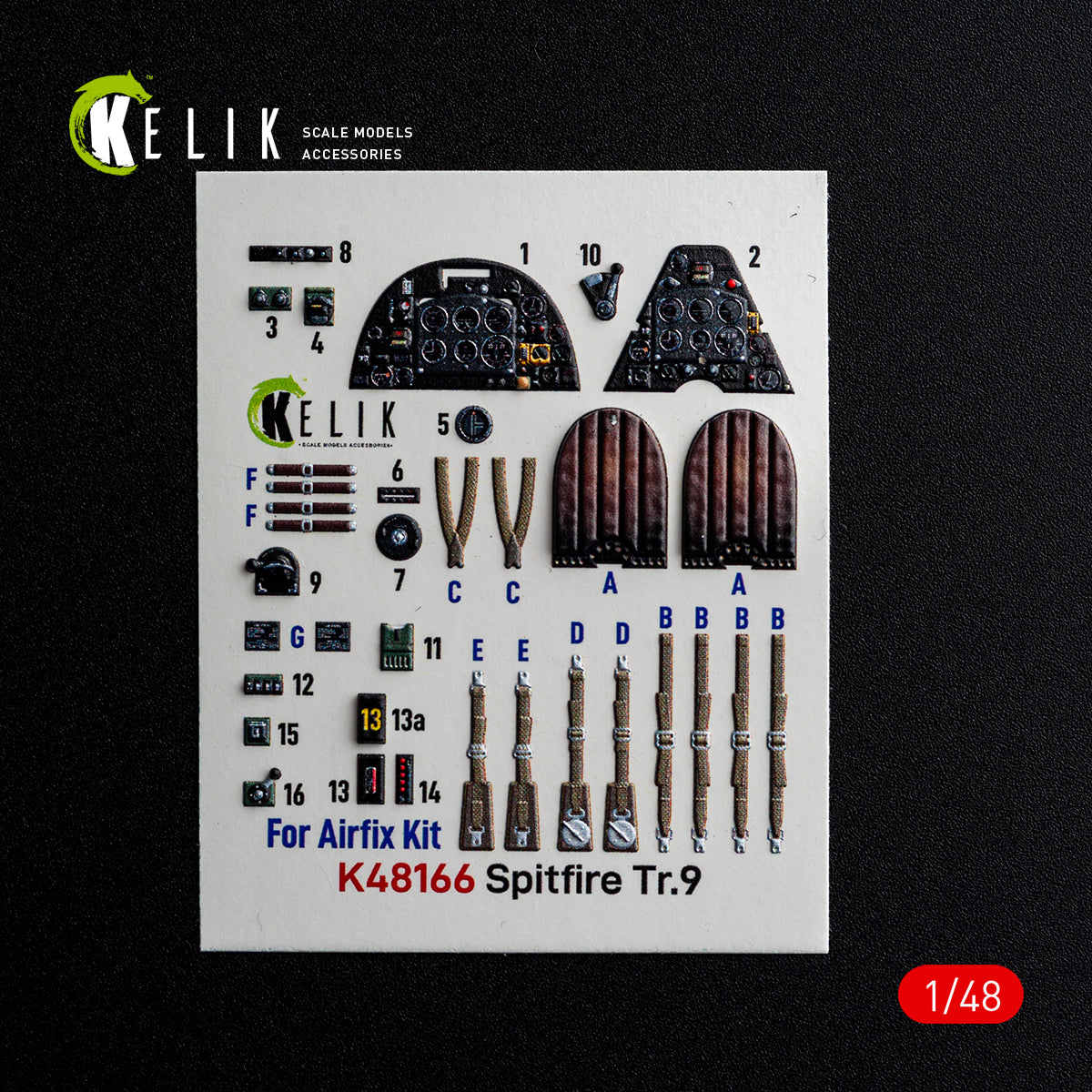 KELIK K48166 Spitfire TR.9 - interior 3D decals for Airfix kit 1/48 – imagen 2