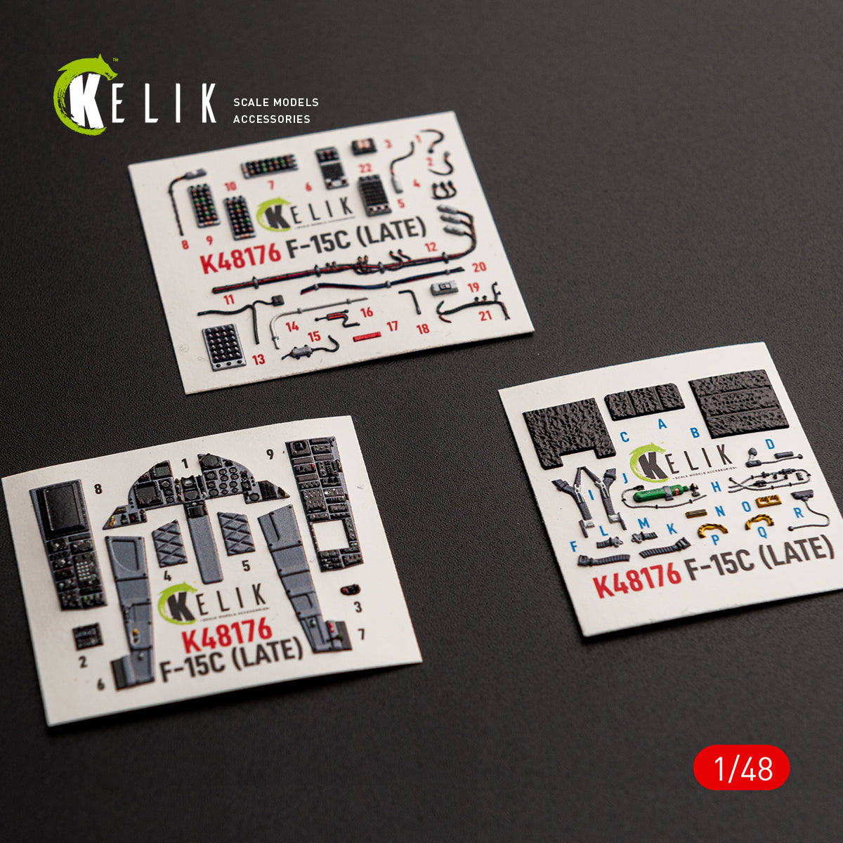 KELIK K48176 F-15C (Late) - interior 3D decals for Hasegawa kit 1/48