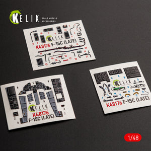 KELIK K48176 F-15C (Late) - interior 3D decals for Hasegawa kit 1/48