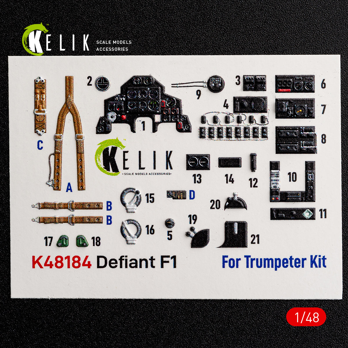 KELIK K48184 Defiant Fi - interior 3D decals for Trumpeter kit 1/48 – imagen 7