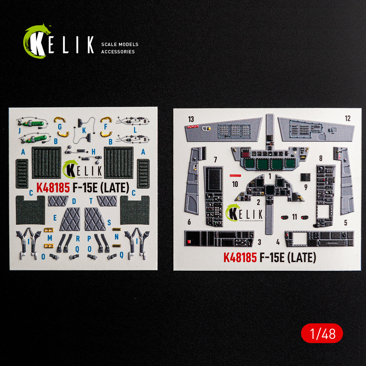 KELIK 48185 F-15E (Late) - interior 3D decals for Hasegawa kit 1/48 – image 2