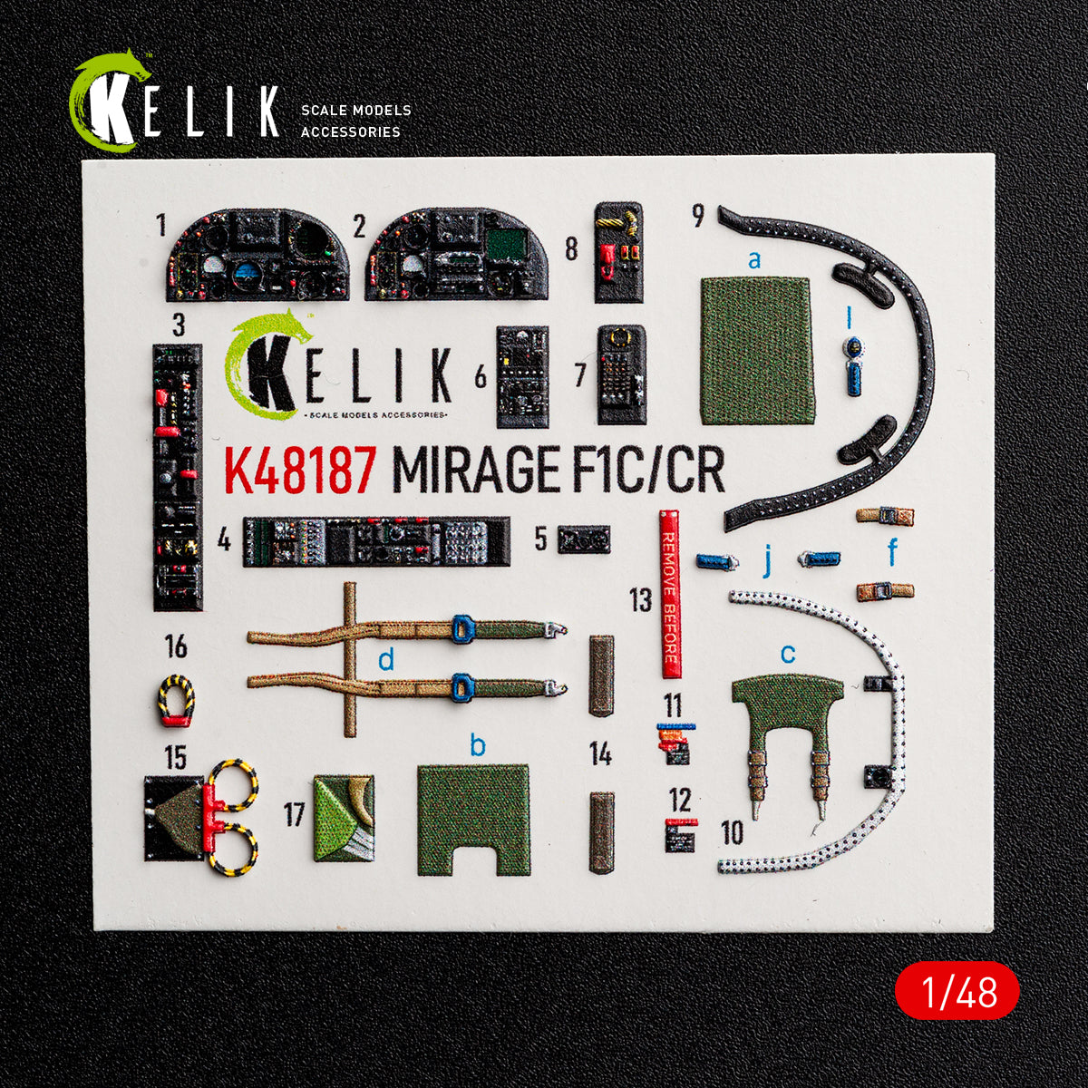 KELIK K48187 Mirage F1C/CR - interior 3D decals for Italeri kit 1/48 – imagen 2