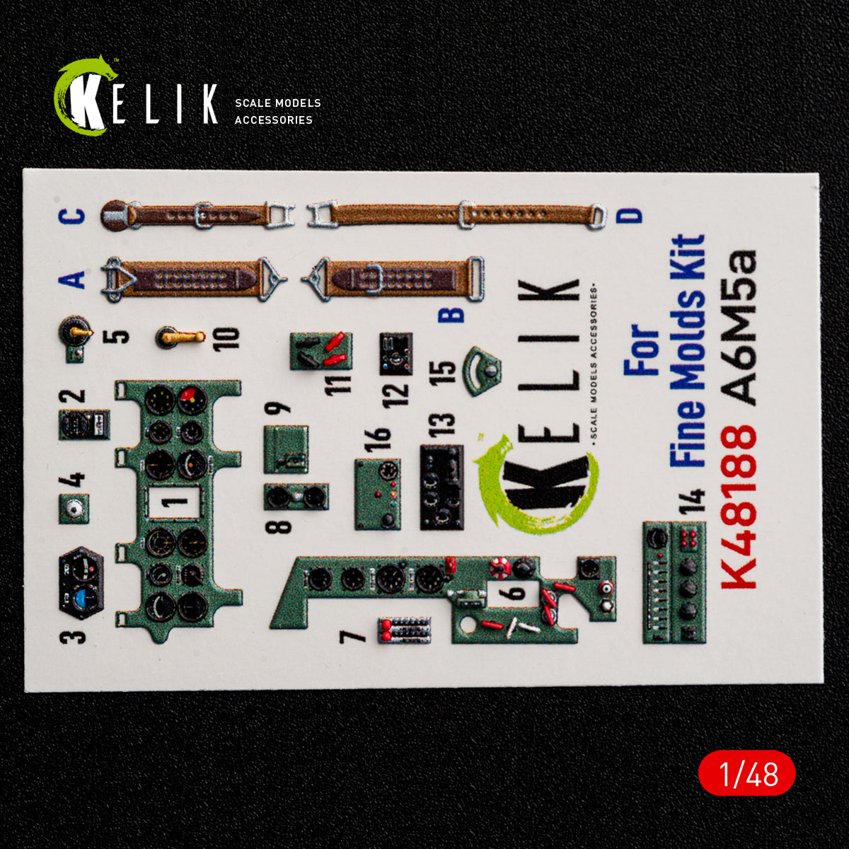 KELIK K48188 A6M5a - interior 3D decals for Fine Molds kit 1/48 – immagine 2