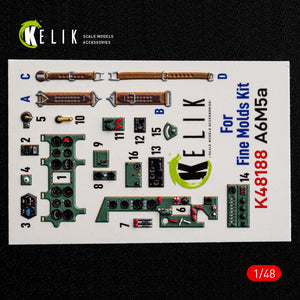 KELIK K48188 A6M5a - interior 3D decals for Fine Molds kit 1/48 – immagine 2