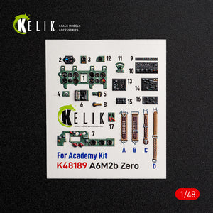 KELIK K48189 A6M2b Zero - interior 3D decals for Academy kit 1/48 – Bild 2