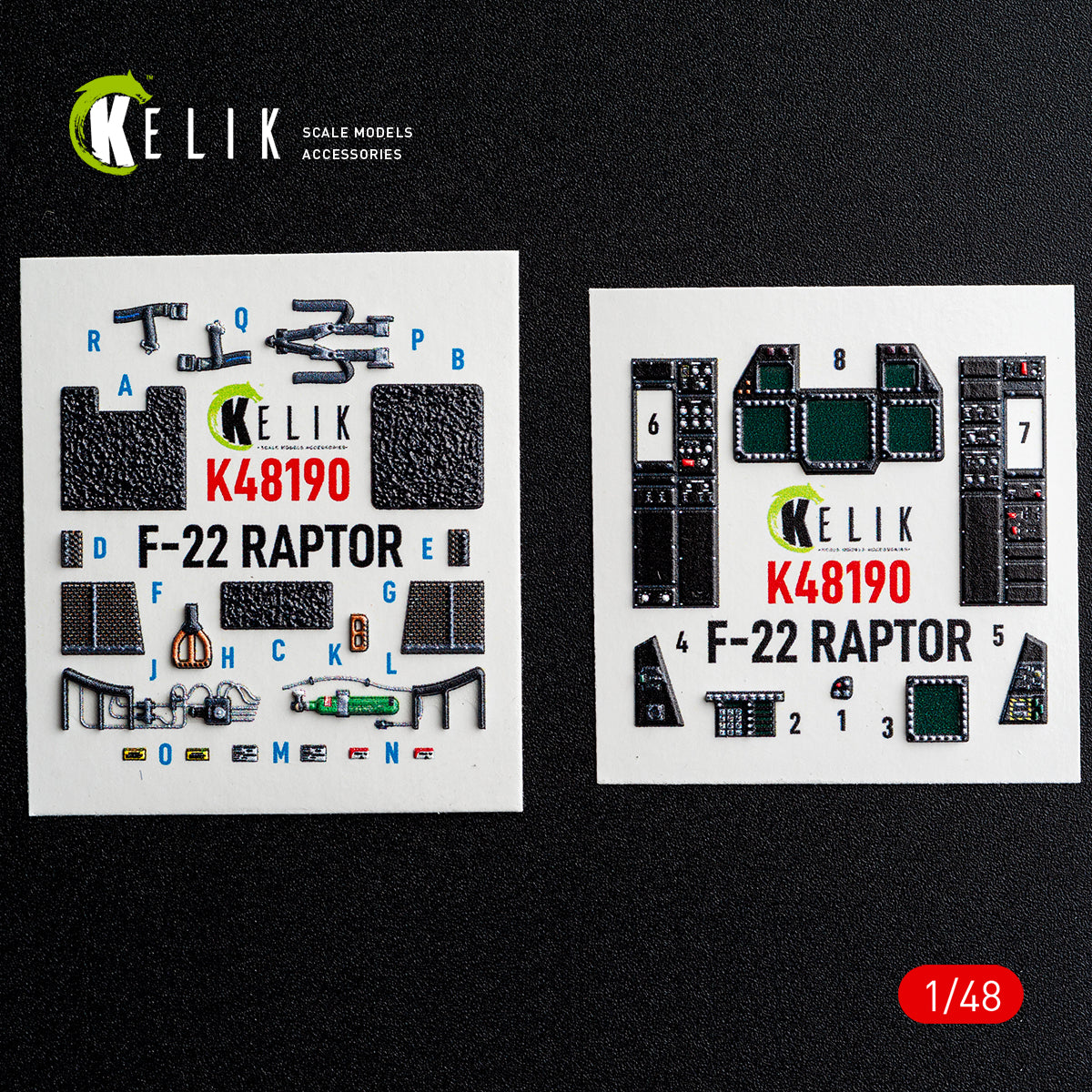 KELIK K48190 F-22 Raptor - interior 3D decals for Hasegawa kit 1/48 – imagen 2