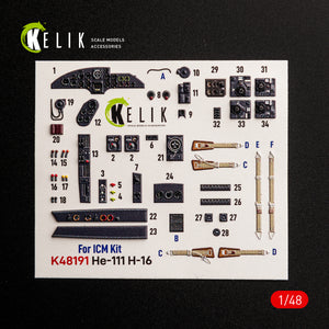 KELIK K48191 He-111 H-16 - interior 3D decals for ICM kit 1/48 – Bild 2