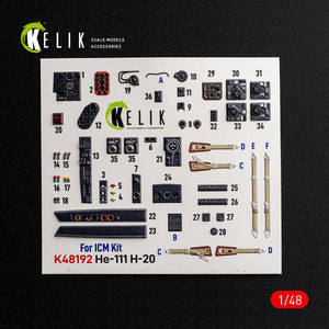 KELIK K48192 He-111 H-20 - interior 3D decals for ICM kit 1/48 – imagen 2