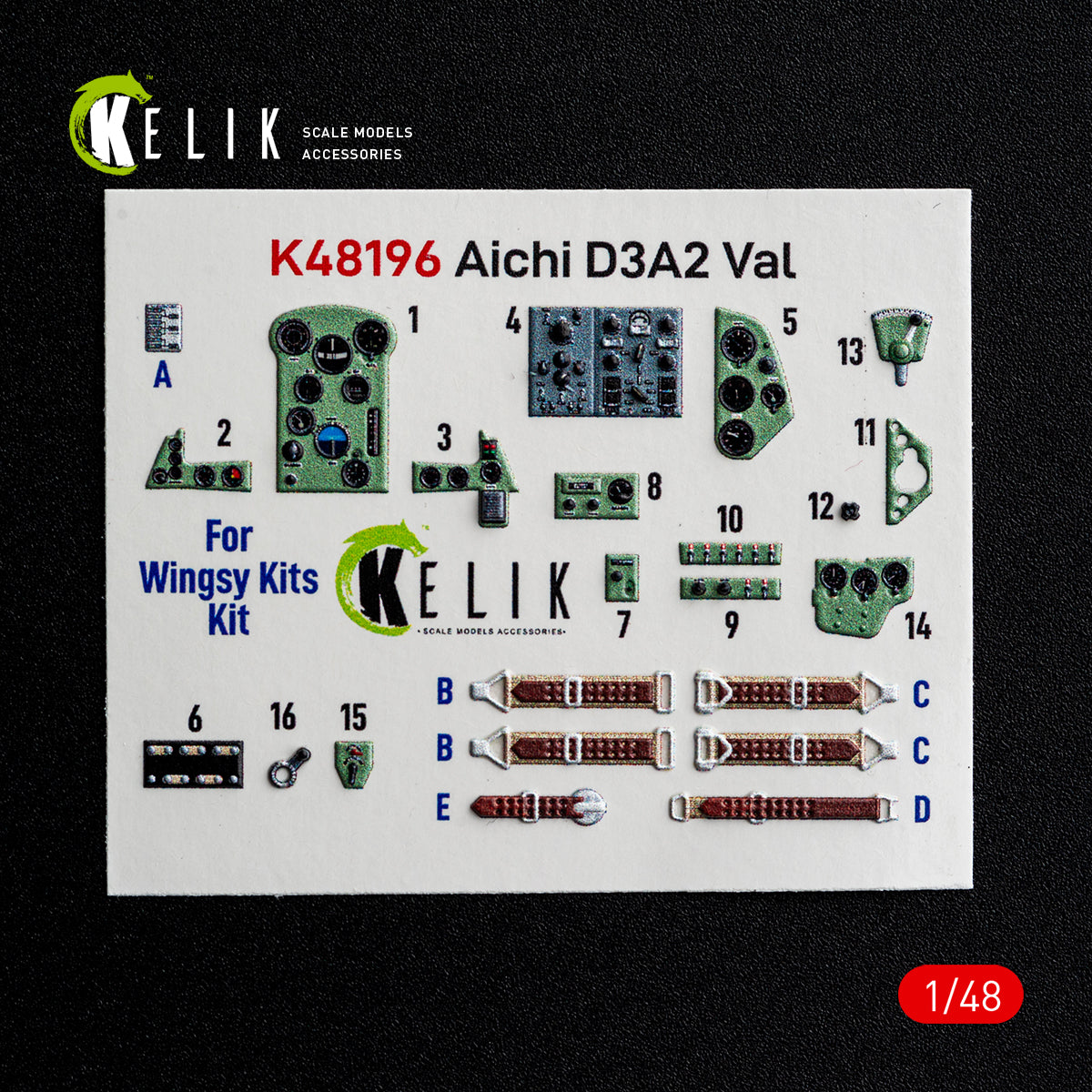 KELIk Aichi K48196 D3A2 Val - interior 3D decals for Wingsy Kits kit 1/48 – immagine 2