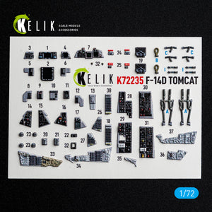 KELIK K72235 F-140 Tomcat - interior 3D decals for Tamiya kit 1/72 – immagine 2
