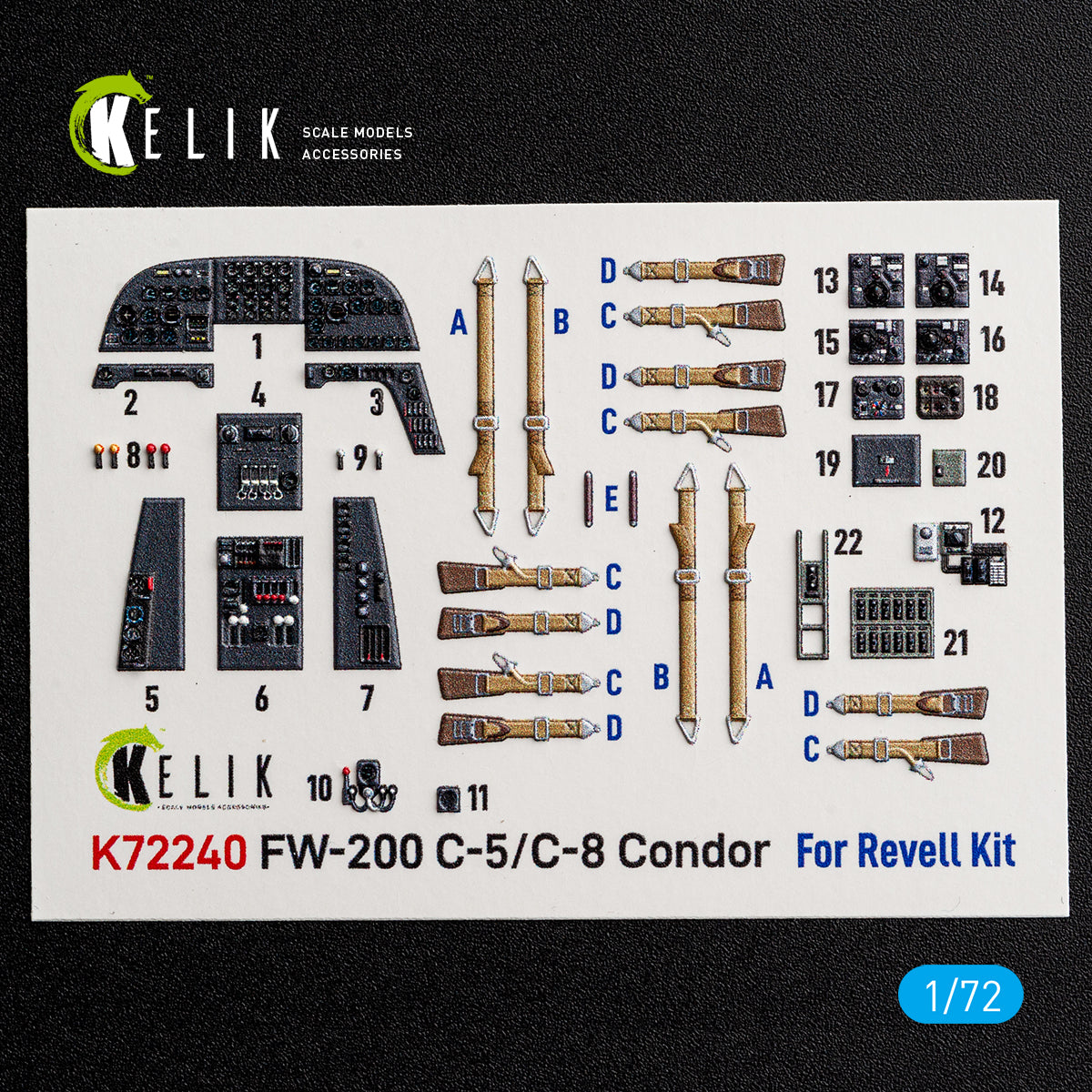 KELIK K72240 FW-200 C-5/C-8 - interior 30 decals for Revell kit 1/72 – imagen 2