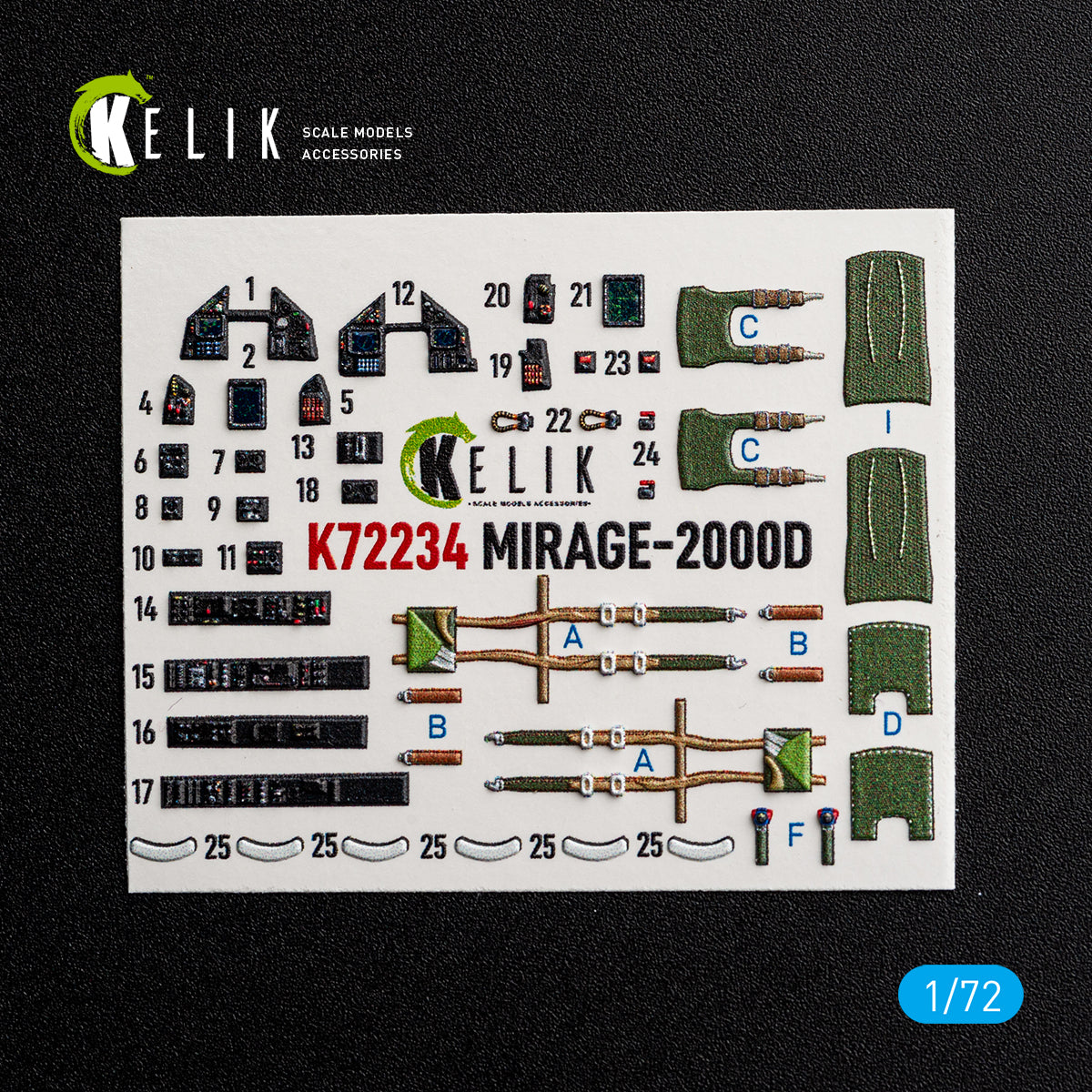 KELIK K72234 Mirage-20000 - interior 3D decals for DreamModel kit 1/72 – Bild 3