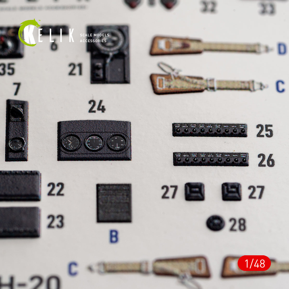 KELIK K48192 He-111 H-20 - interior 3D decals for ICM kit 1/48 – imagen 6
