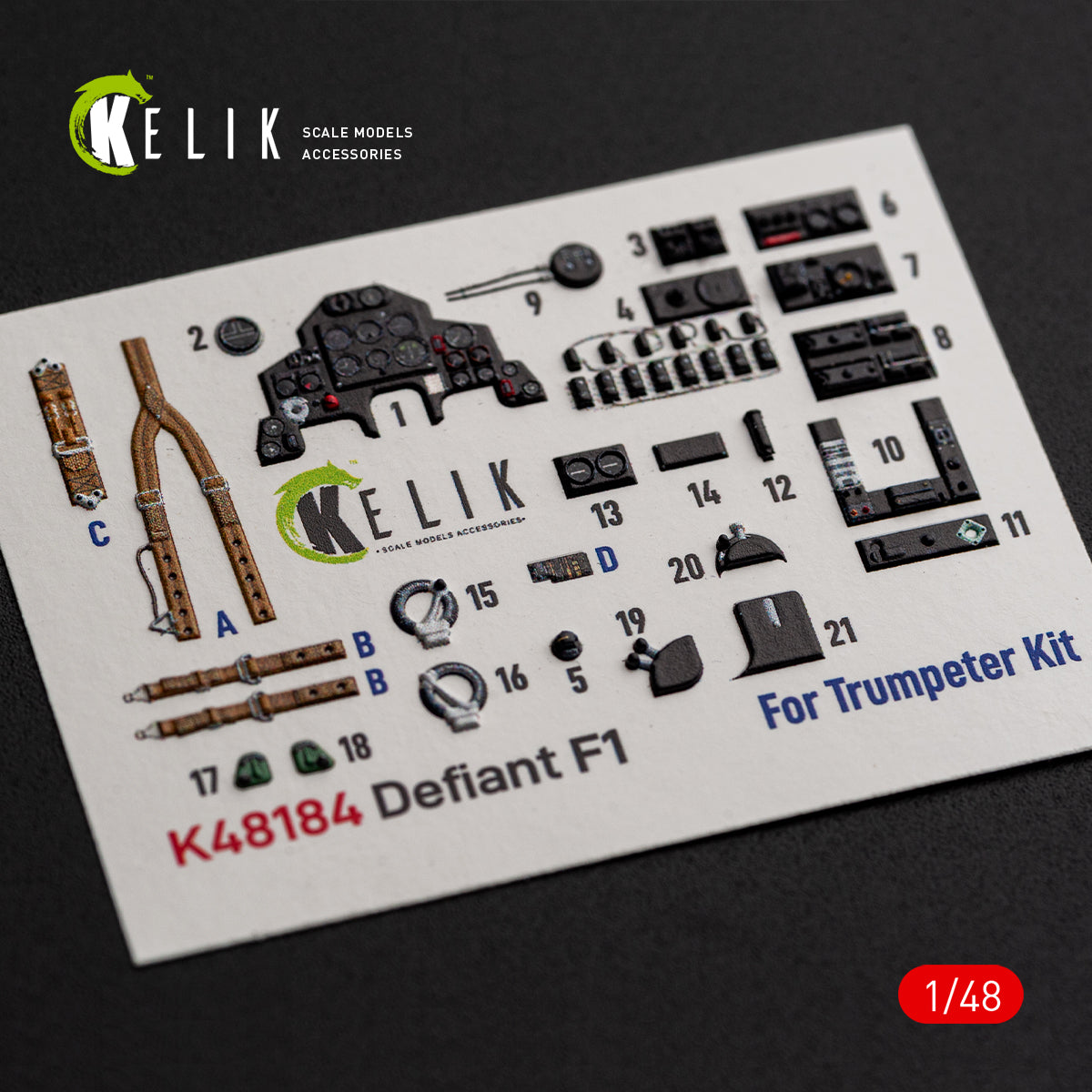 KELIK K48184 Defiant Fi - interior 3D decals for Trumpeter kit 1/48 – imagen 8