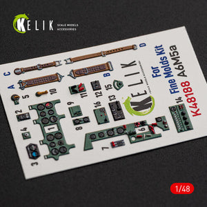 KELIK K48188 A6M5a - interior 3D decals for Fine Molds kit 1/48
