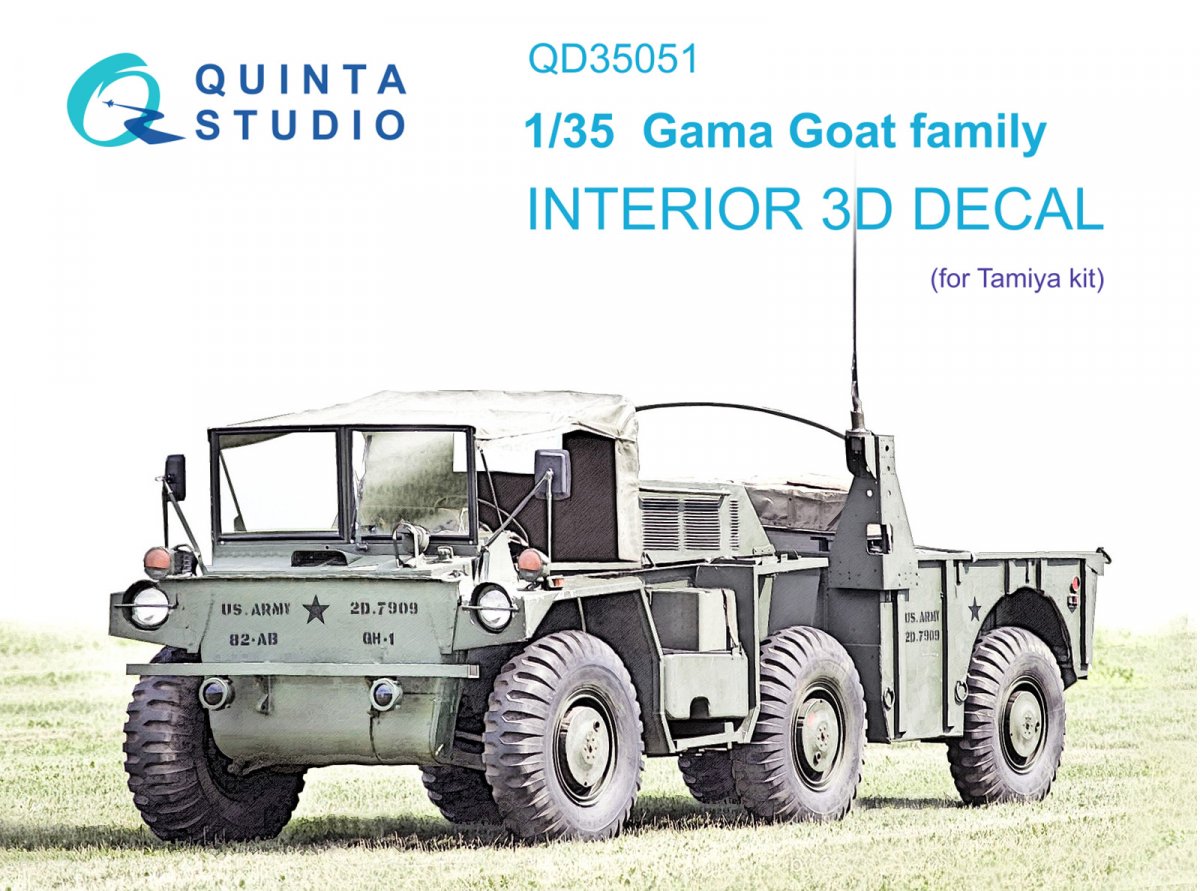Quinta Studio QD35051 Gama Goat family 3D-Printed &amp; colored Interior on decal paper (Tamiya) 1/35