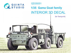 Quinta Studio QD35051 Gama Goat family 3D-Printed &amp;amp; colored Interior on decal paper (Tamiya) 1/35