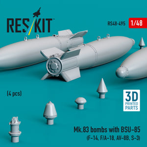 RESKIT RS48-0495 Mk.83 bombs with BSU-85 (4 pcs) (3D printed) 1/48 – Bild 2