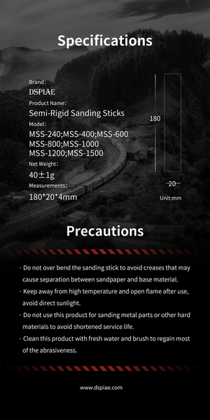 DSPIAE MSS-400 Semi-Rigid Sanding Sticks #400 x 3 PCS / pilnik elastyczny - ścierny – imagen 7