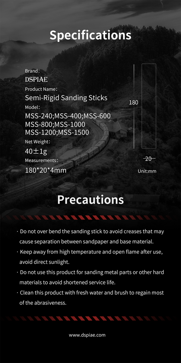 DSPIAE MSS-400 Semi-Rigid Sanding Sticks #400 x 3 PCS / pilnik elastyczny - ścierny – imagen 7