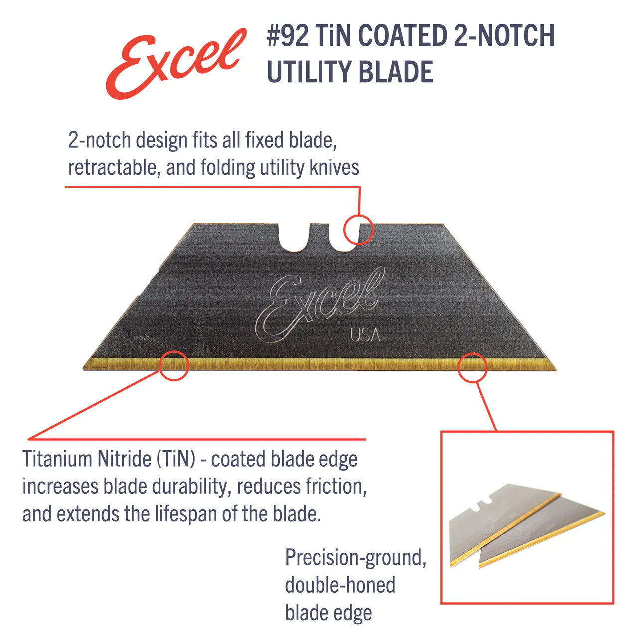 Excel Hobby Tools 20492 No.92 Two Notch Titanium Nitride Coated Utility Blade (5 pcs) – Bild 4
