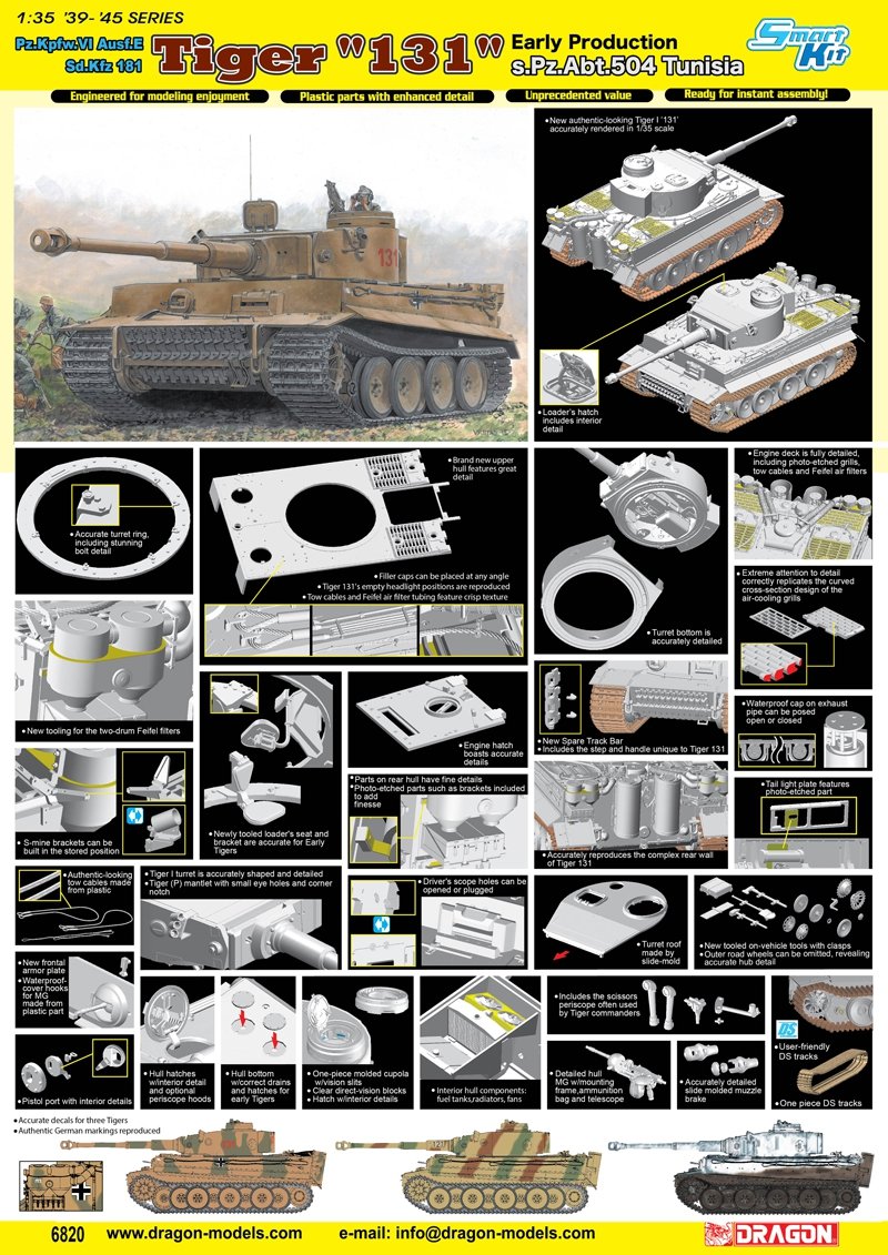 Dragon 6820 Tiger I 131 s.Pz.Abt.504 Tunisia – imagen 5
