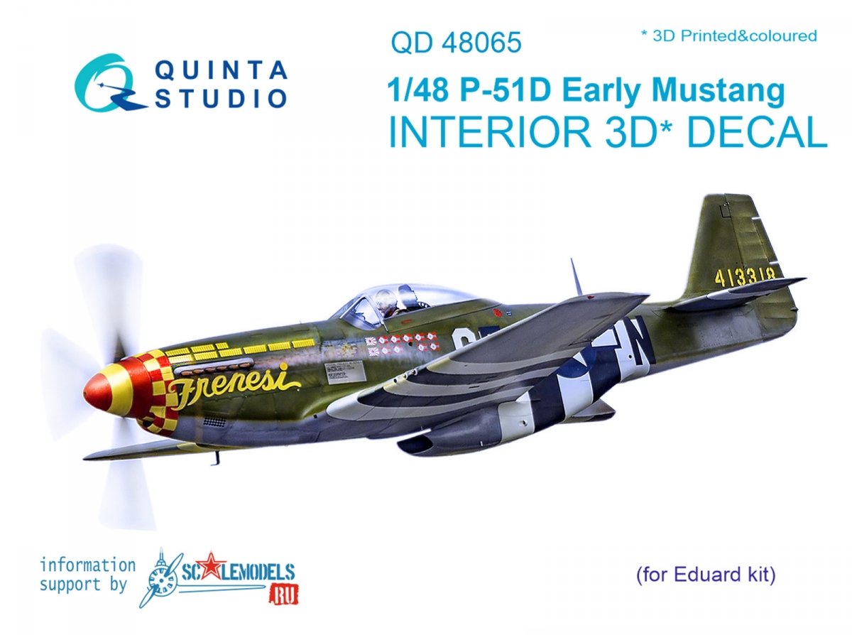 Intérieur imprimé en 3D et coloré sur papier décalcomanie Quinta Studio QD48065 P-51D (première version) (pour kit Eduard) 1/48 