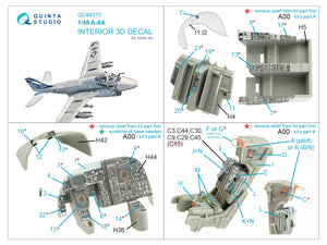 Quinta Studio QD48372 A-6A 3D-Printed &amp;amp; coloured Interior on decal paper (Kinetic) 1/48 – immagine 2