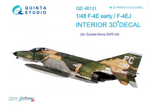 Quinta Studio QD48131 F-4E early/F-4EJ 3D-Printed &amp;amp; coloured Interior on decal paper (for ZM SWS kit) 1/48