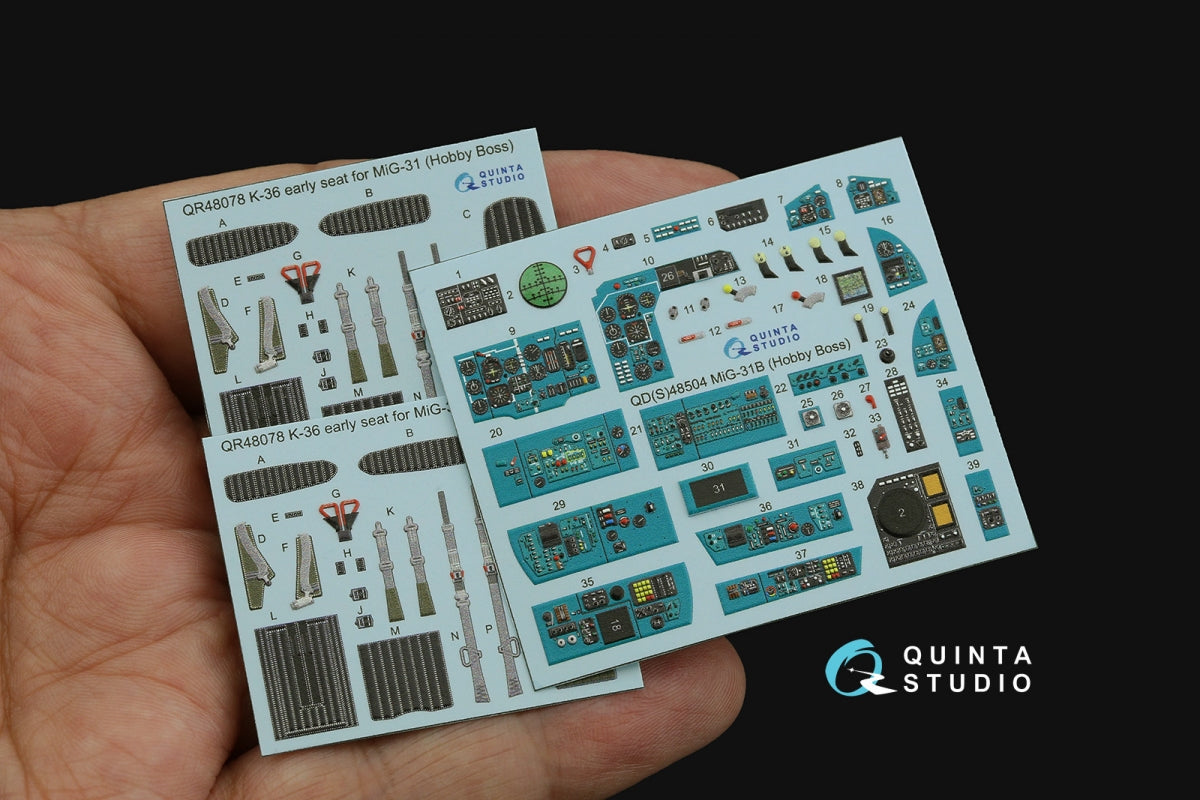 Intérieur imprimé en 3D et coloré sur papier décalcomanie Quinta Studio QD48504 MiG-31B (Hobby Boss) 1/48 – image 3