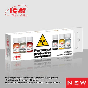 Coffret de 6 peintures acryliques ICM 3035 « Équipements de protection individuelle », 12 ml