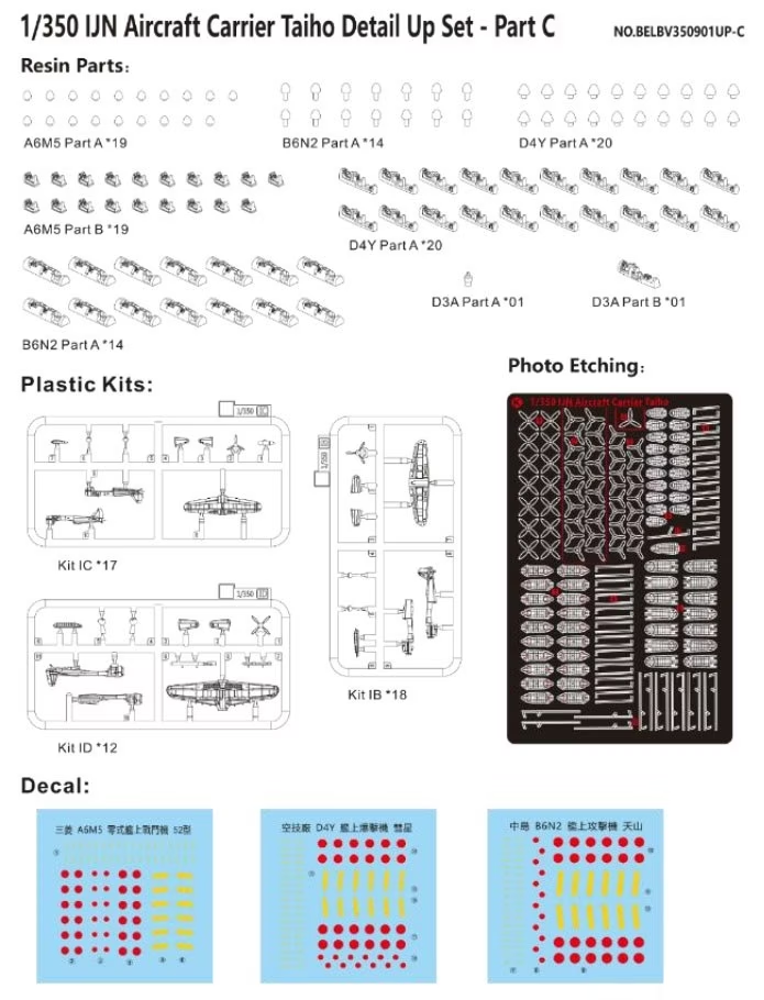 Very Fire BELBV350901UP-C IJN Aircraft Carrier Taiho Detail Up Parts Set C ( Carrier Based Aircraft ) 1/350 – image 2