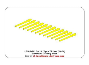 Aber 350L-20 Set of 12 pcs 76,2 mm (3in/50) barrels for US Navy ships 1/350 – Bild 4