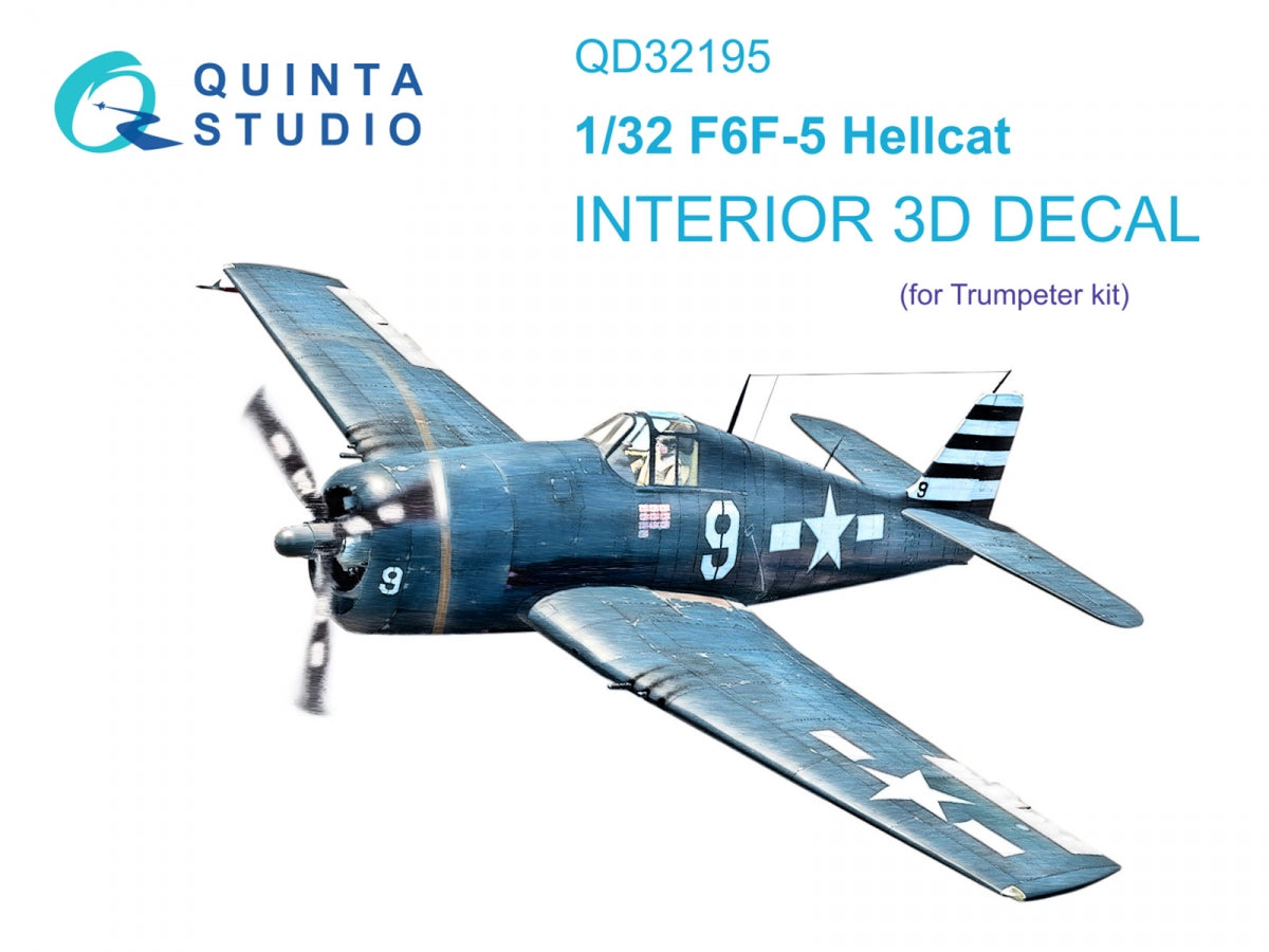 Quinta Studio QD32195 F6F-5 Hellcat 3D-Printed &amp;amp; coloured Interior on decal paper (Trumpeter) 1/32