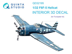 Quinta Studio QD32195 F6F-5 Hellcat 3D-Printed &amp;amp; coloured Interior on decal paper (Trumpeter) 1/32