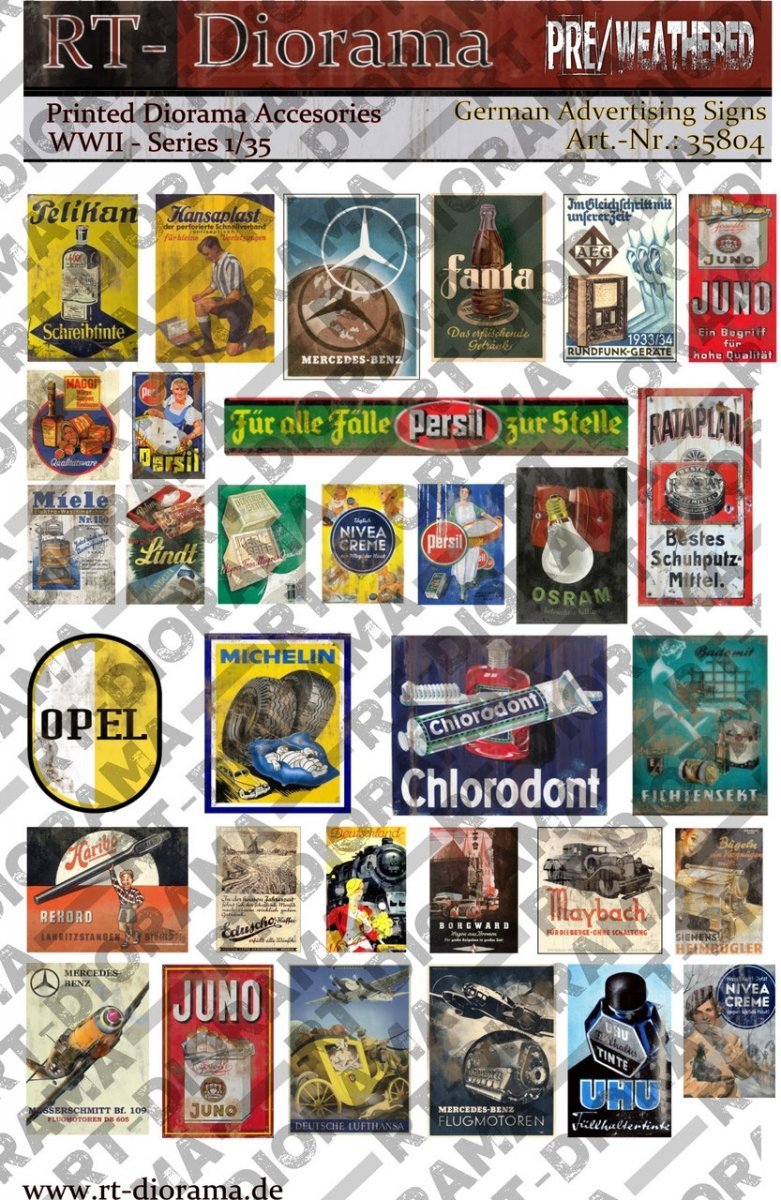 RT-Diorama 35804 Printed Accessories: German Advertising Signs 1/35
