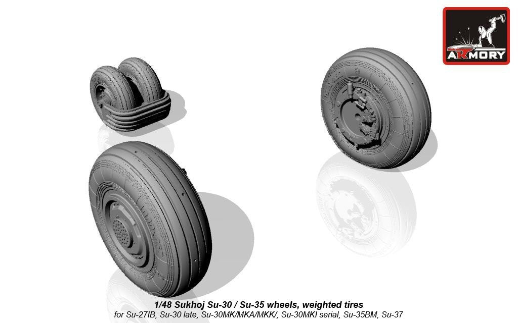Armory Models AW48024 Sukhoj Su-30 / Su-35 wheels, weighted tires, front mudguard 1/48 – imagen 4