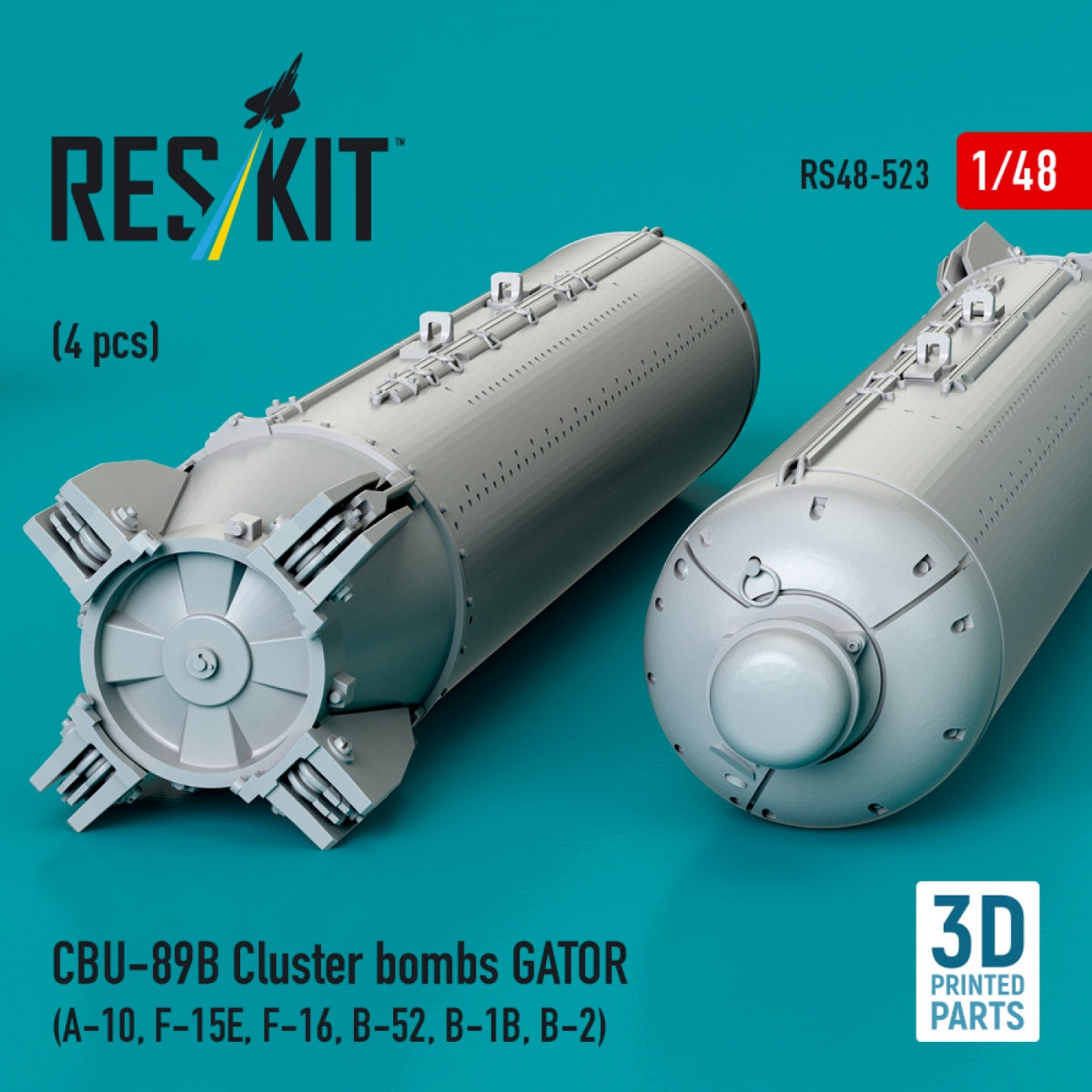 RESKIT RS48-0523 CBU-89B cluster bombs GATOR (4 pcs) (3D Printed) 1/48 – Bild 3