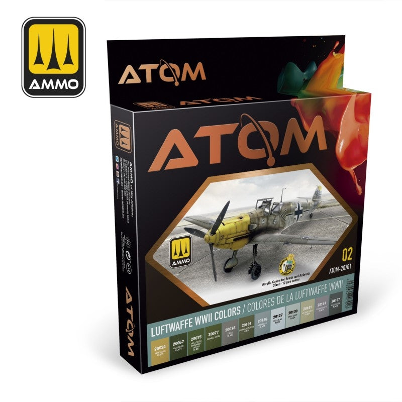 AMMO of Mig Jimenez ATOM 20701 Luftwaffe WWII Colors Set 12 x 20 ml