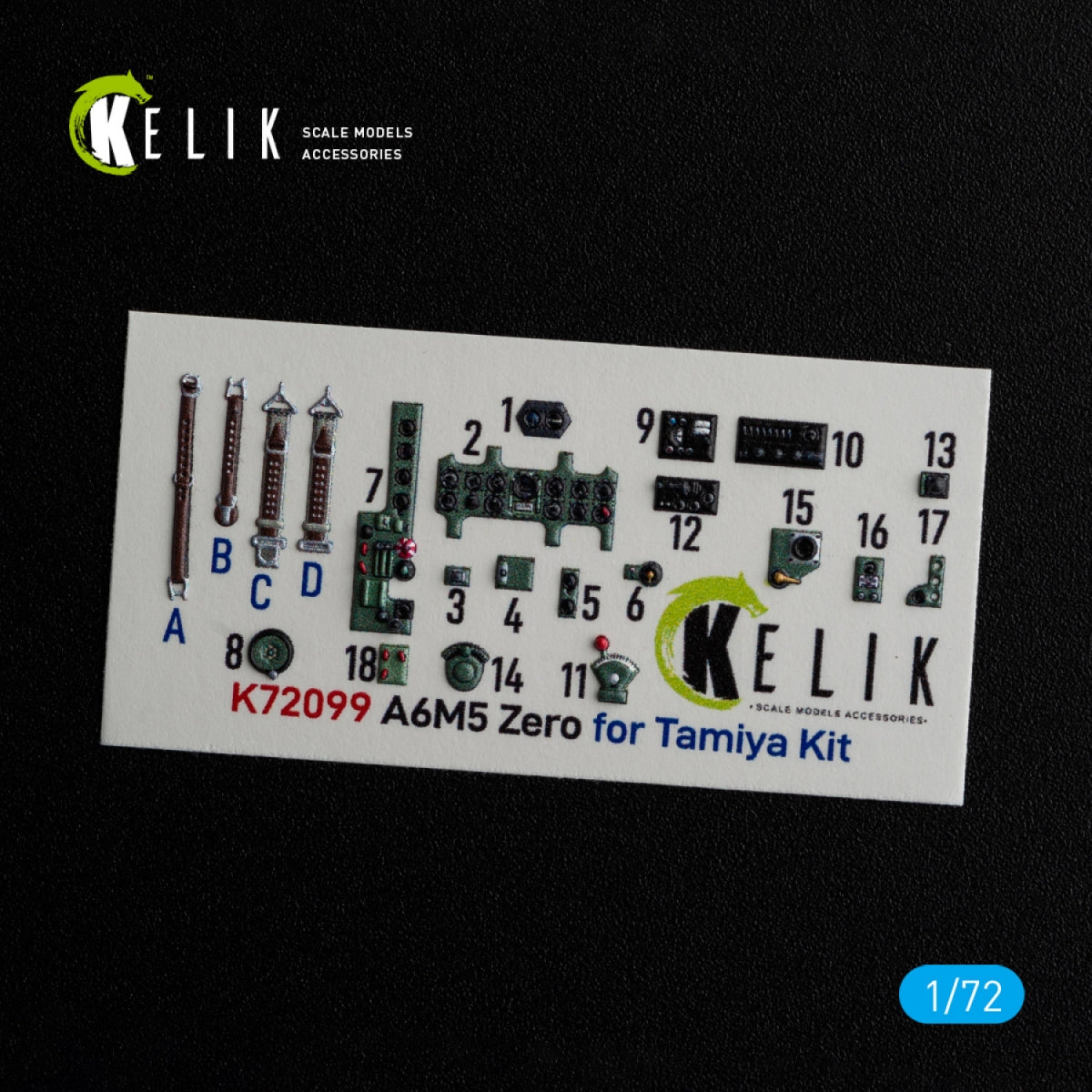 KELIK K72099 A6M5 Zero - interior 3D decals for Tamiya kit 1/72 – imagen 2