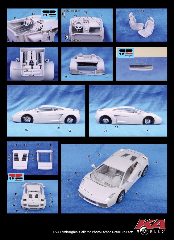 KA Models KE-24032 Lamborghini GALLARDO DETAIL-UP ETCHED PART 1/24 – Bild 2